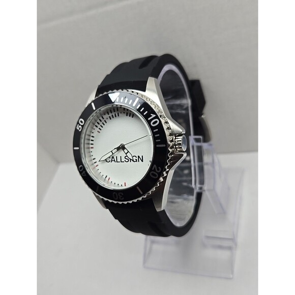 Zazzle Ewatchfactory Diver Quartz Watch New Battery 10 ATM Rubber Band Call Sign - Picture 2 of 10